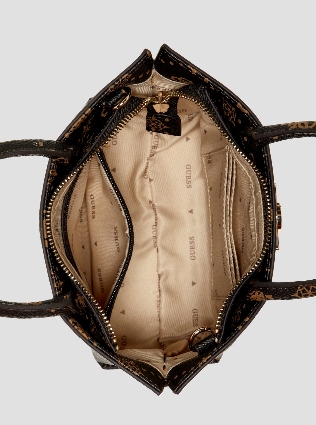 GUESS Womens Brown Logo Emelie Logo Mini Tote Bag GP992875 Inside View