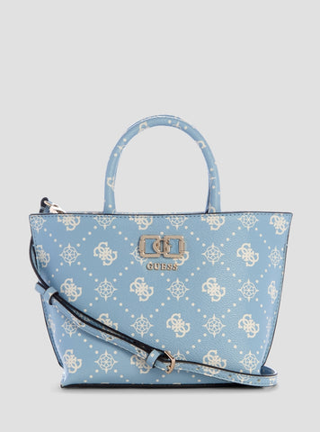 GUESS Womens Light Blue Logo Emelie Mini Tote Bag GP992875 Front View