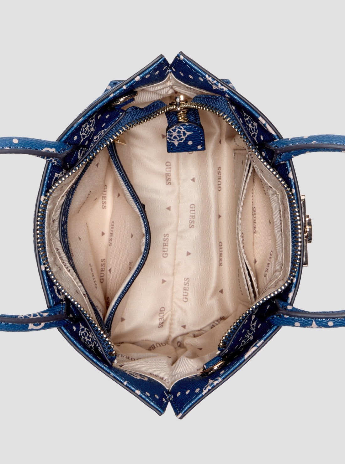 GUESS Womens Blue Logo Emelie Logo Mini Tote Bag GP992875 Inside View
