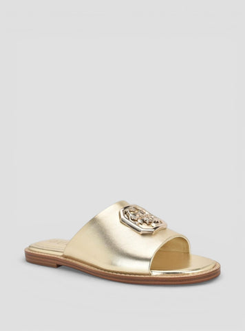 GUESS Womens Gold Graysie4 Slide Sandals GRAYSIE4 Front View