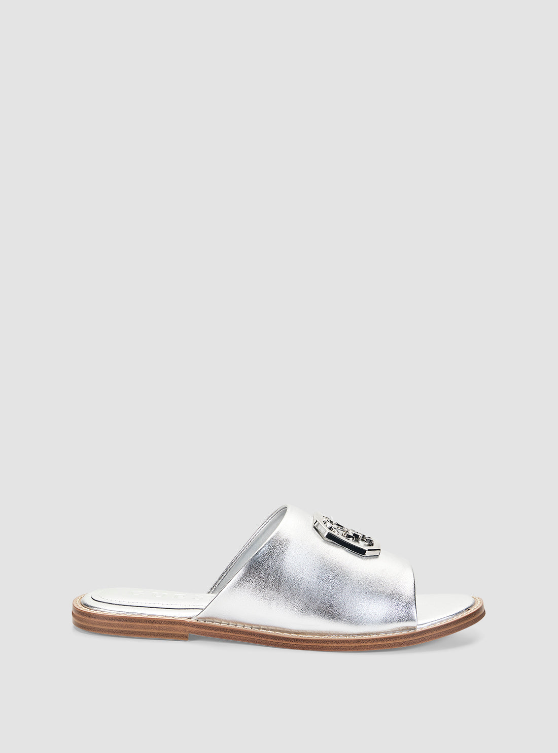 GUESS Footwear Silver Graysie Flat Sandals GRAYSIE4 Side View