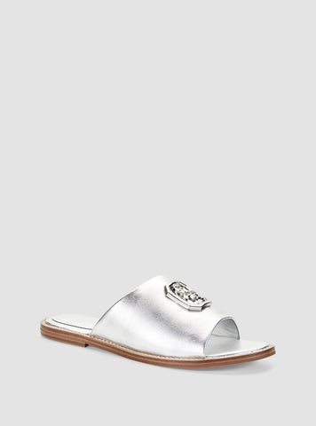 GUESS Footwear Silver Graysie Flat Sandals GRAYSIE4 Front Side View