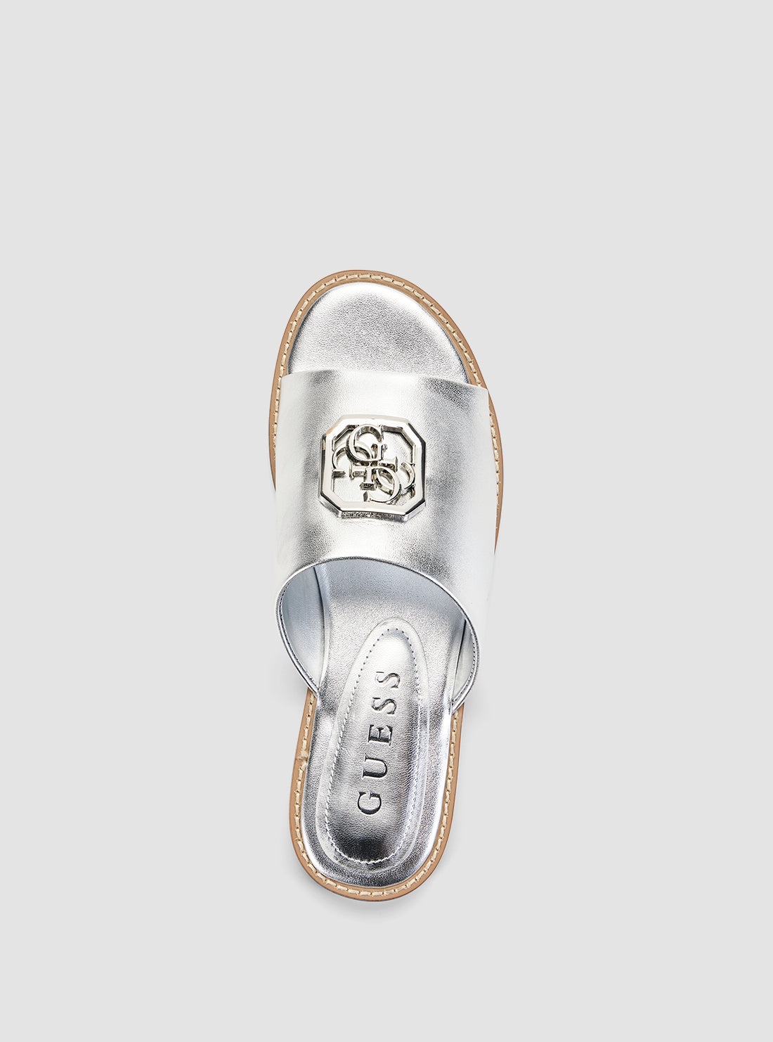 GUESS Footwear Silver Graysie Flat Sandals GRAYSIE4 Top View