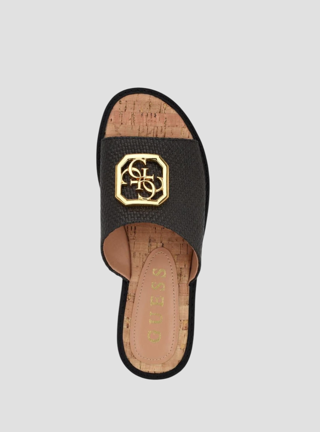GUESS Footwear Black Graysie Flat Sandals GRAYSIE Top View