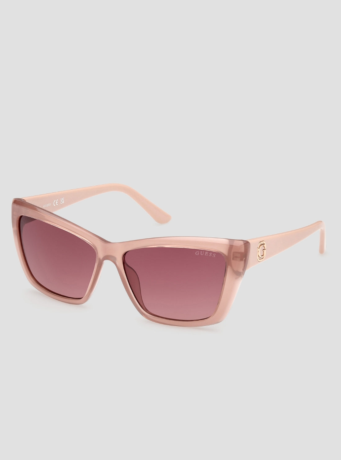 GUESS Womens Beige Pink Cat-Eye Sunglasses GU00098_57F Front Side View