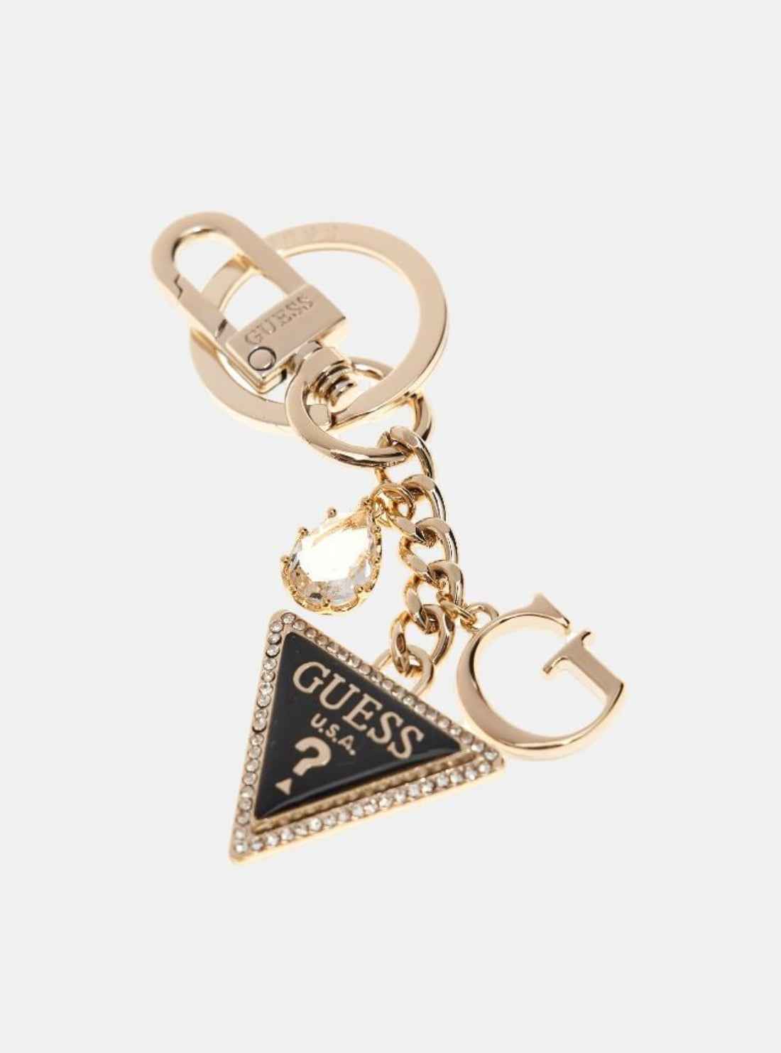 GUESS Accessories Black Logo Charm Keyring GU00106_5905A Front View