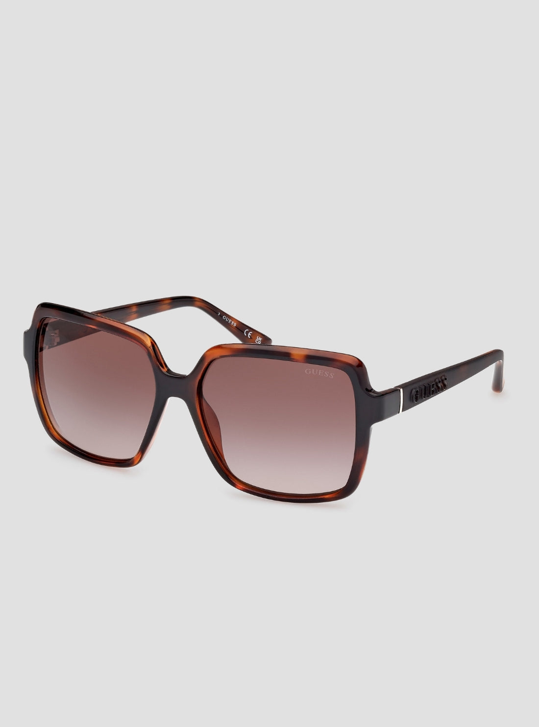 GUESS Womens Brown Havana Oversized Rectangular Sunglasses GU00157 Front Side View