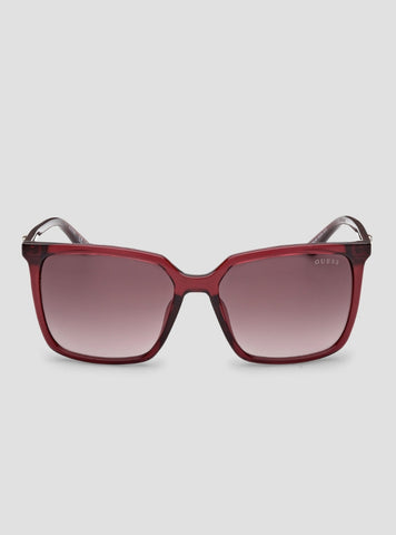 GUESS Womens Red Bordeaux Gradient Brown Square Sunglasses GU00258 Front View