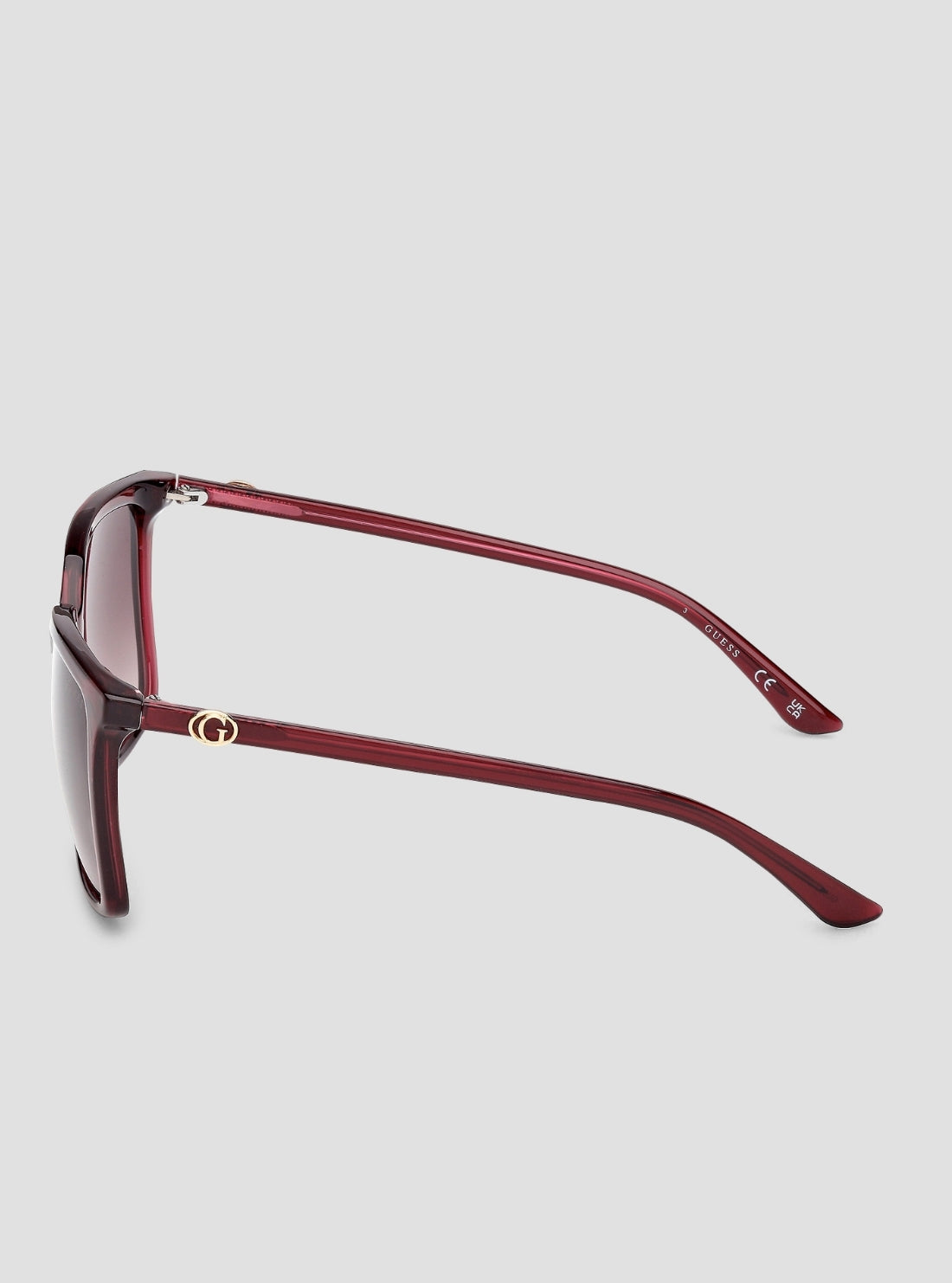 GUESS Womens Red Bordeaux Gradient Brown Square Sunglasses GU00258 Side View