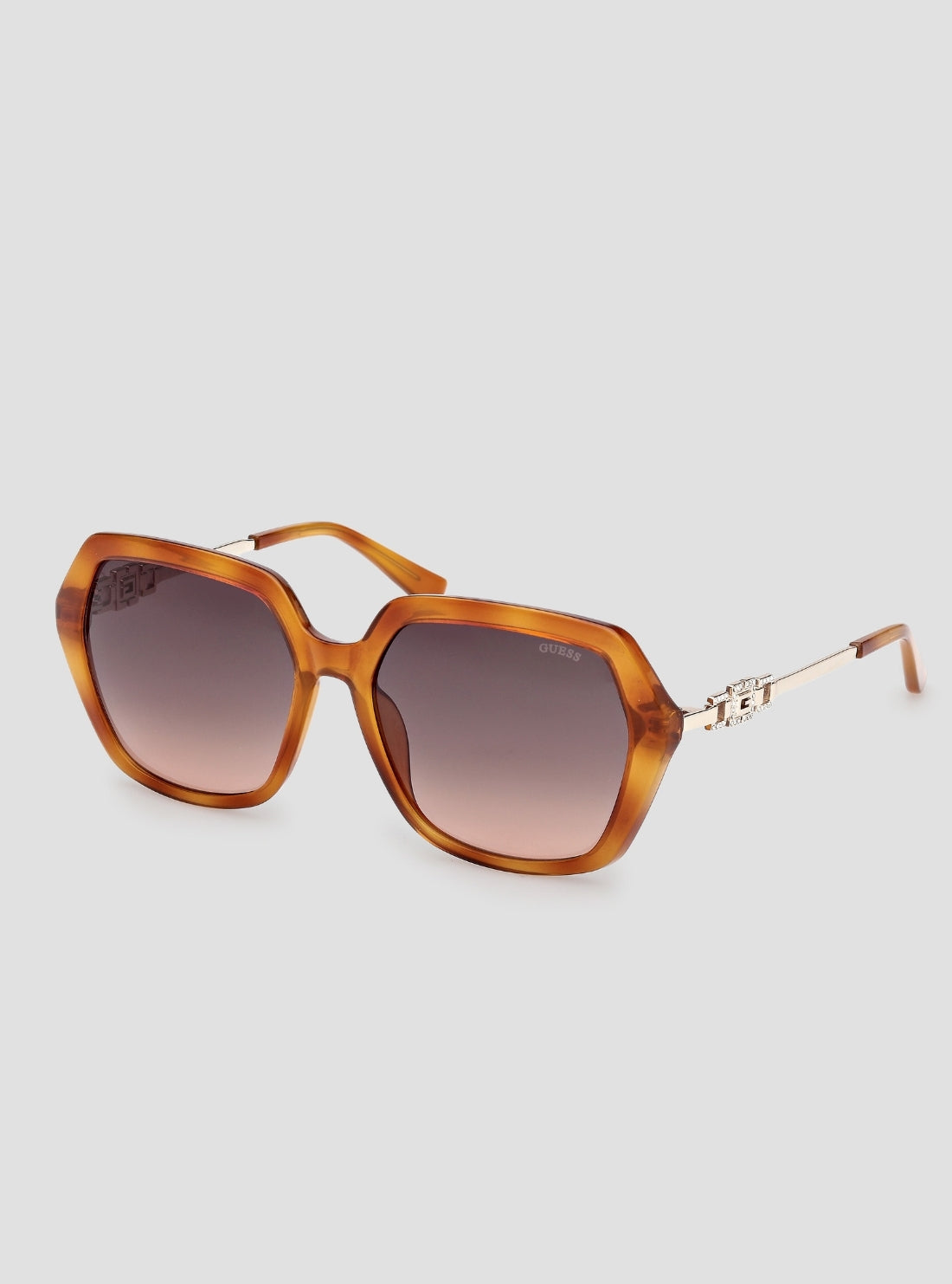 GUESS Womens Brown Havana Oversized Square Sunglasses GU00267_53F Front Side View