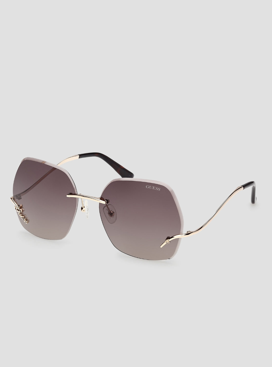 GUESS Womens Brown Gradient Butterfly Metal Sunglasses GU00268_32F Front Side View