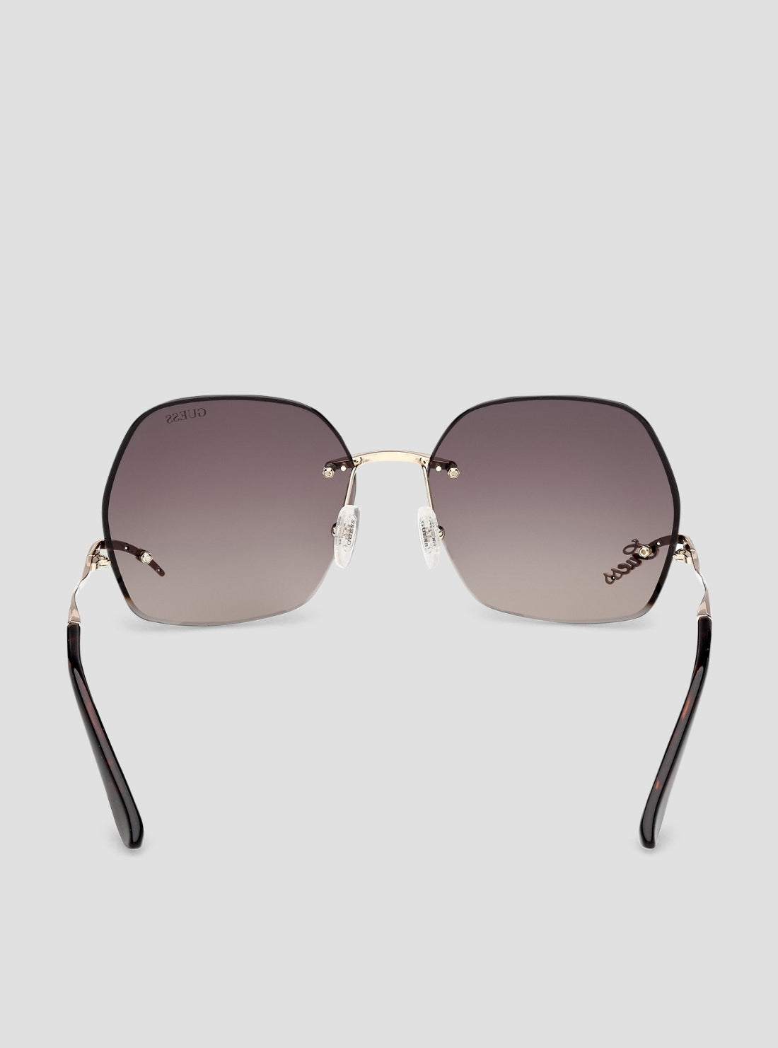 GUESS Womens Brown Gradient Butterfly Metal Sunglasses GU00268_32F Back View