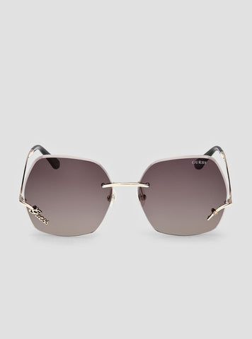 GUESS Womens Brown Gradient Butterfly Metal Sunglasses GU00268_32F Front View