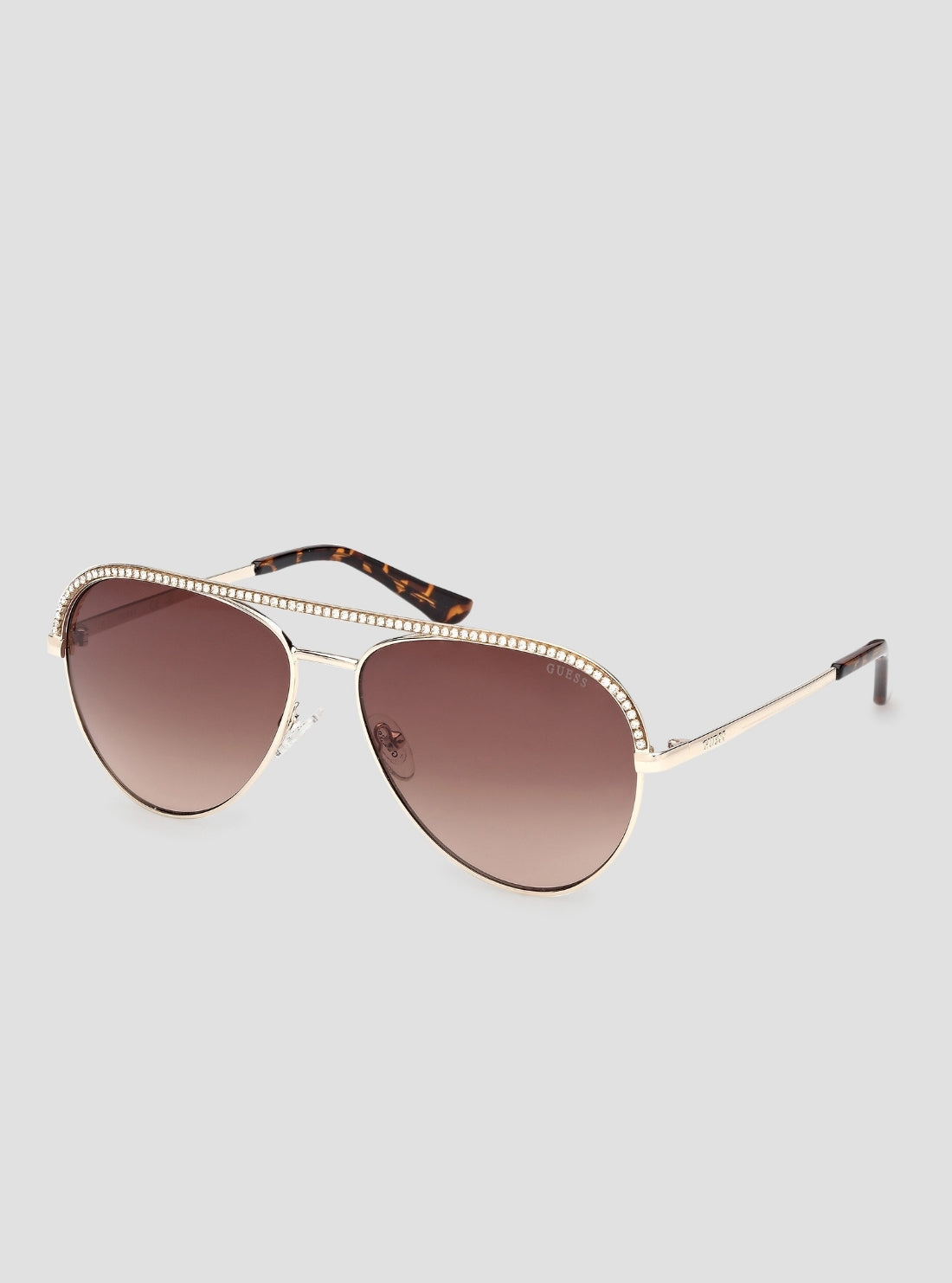 GUESS Womens Gold Brown Aviator Metal Sunglasses GU00271_32F Front Side View