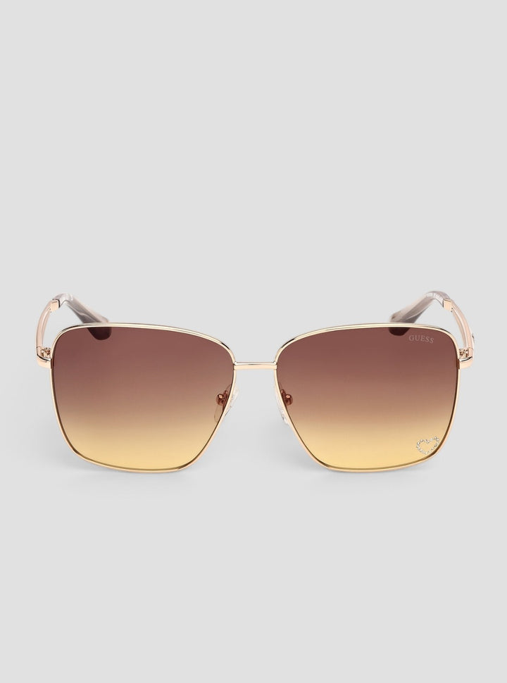 GUESS Accessories Gold Gradient Brown Square Sunglasses GU0030833F Front View
