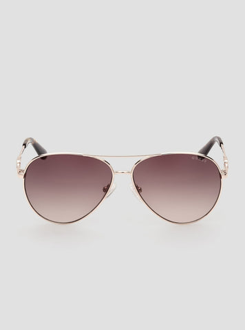 GUESS Womens Gradient Brown Aviator Sunglasses GU7885H-32F Front View