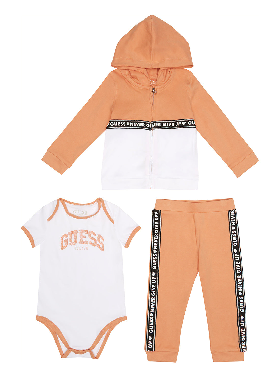 GUESS Baby Girl Eco Orange Logo Take Me Home Set (0-12m) S3RG00KA6W0 Front View