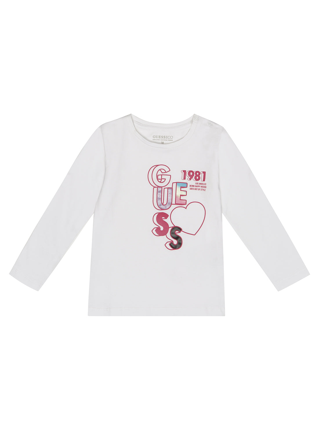 GUESS Baby Girl White Pink Guess Logo T-Shirt (3-18m) A2BI14J1311 Front View