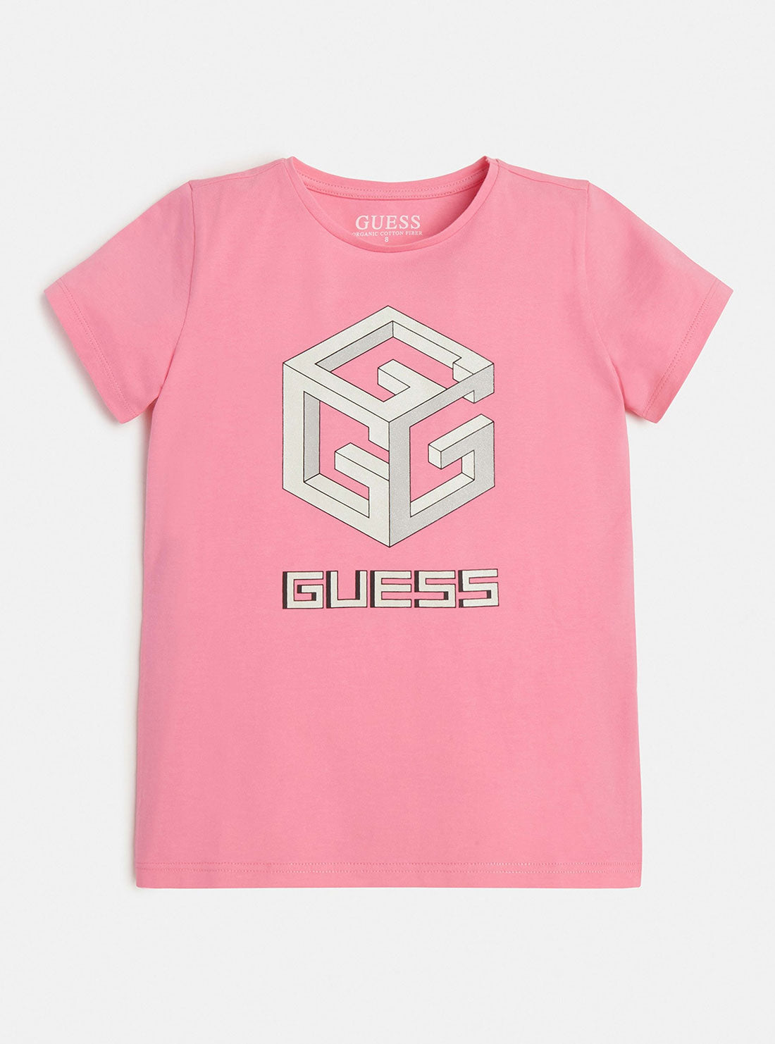 GUESS Big Girl Pink G Cube Logo T-Shirt (7-16) J2BI19J1311 Front View