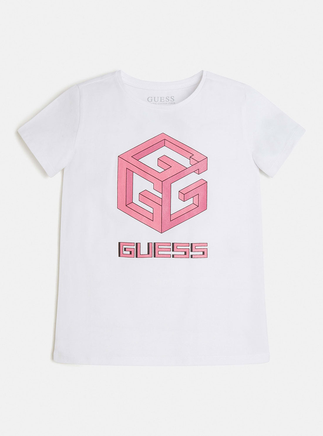 GUESS Big Girl White G Cube Logo T-Shirt (7-16) J2BI19J1311 Front View