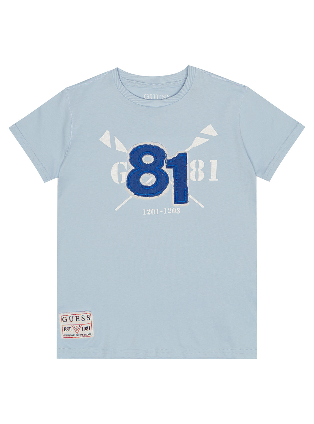 GUESS Little Boy Frosted Blue Guess 81 T-Shirt (2-7) N3RI12K8HM0 Front View