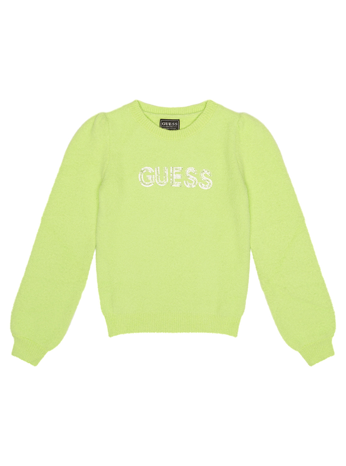 GUESS Little Girl Yellow Sequined Logo Knit Jumper (2-7) K2BR00Z3220 Front View