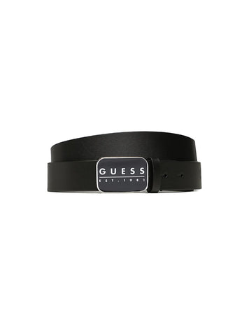 GUESS Men's Black Nola Logo Dress Belt BM7697LEA35 Front View
