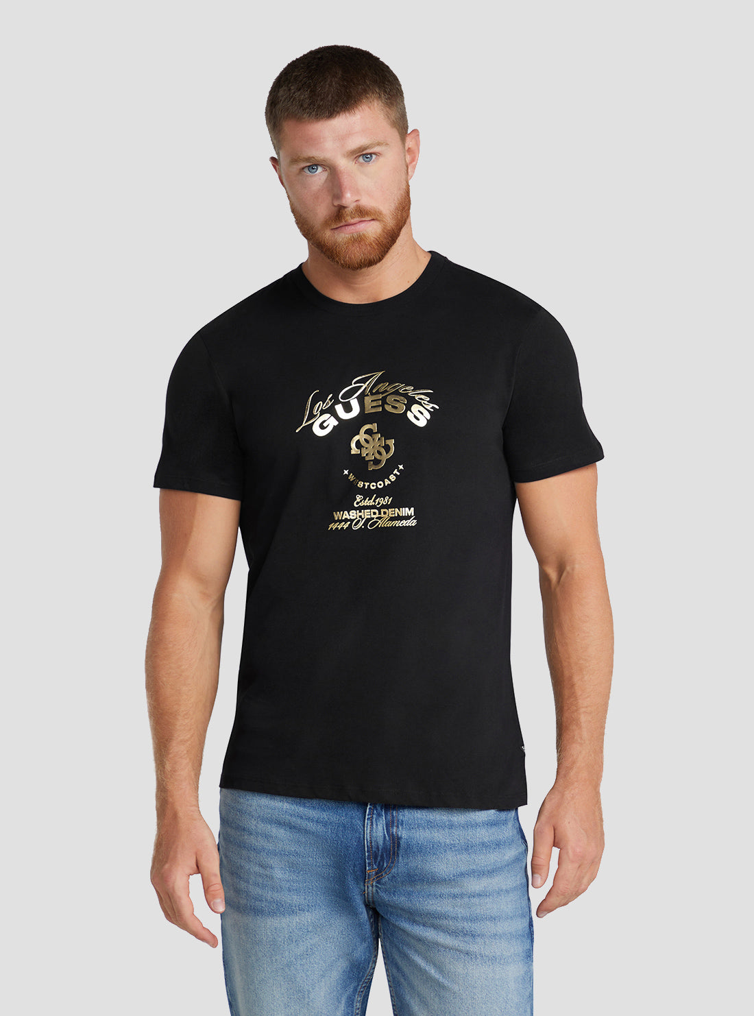 GUESS Men's Black Westcoast Logo T-Shirt M3RI69KBDK0 Front View
