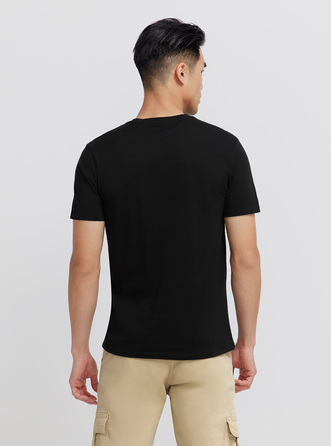 GUESS Men's Eco Black Embroidered Wave Logo T-Shirt M3YI90K9RM1 Back View