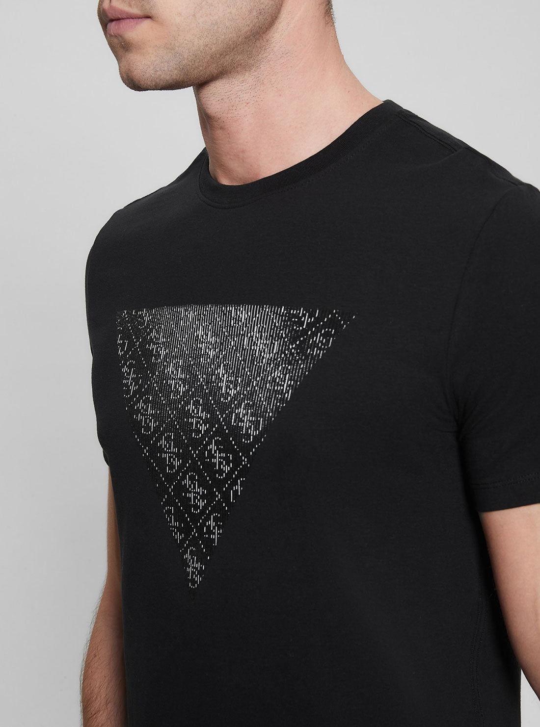 GUESS Men's Eco Black Shiny Gel Logo T-Shirt M3GI33J1314 Detail View