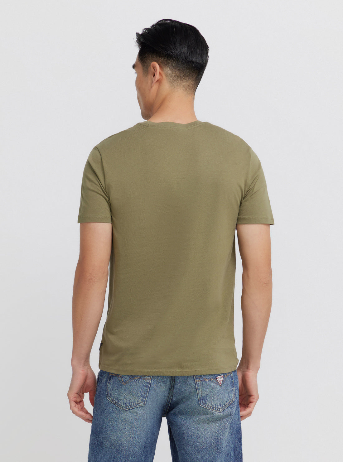 GUESS Men's Eco Green Embroidered Wave Logo T-Shirt M3YI90K9RM1 Back View