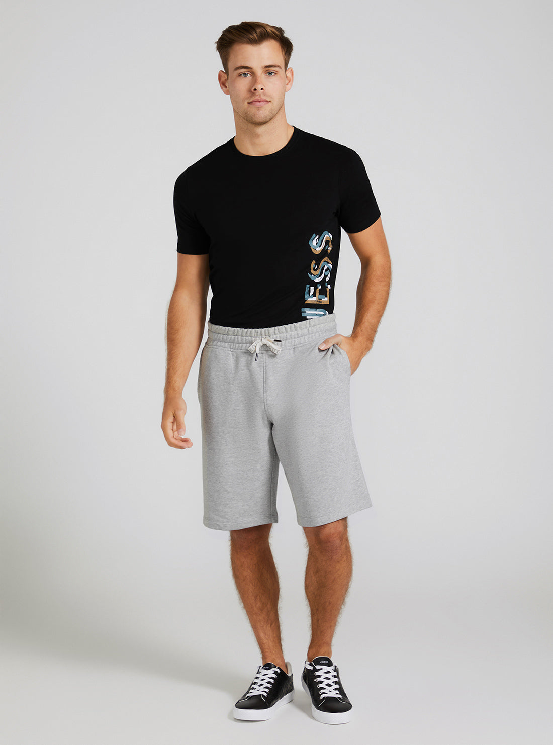 GUESS Men's Eco Grey Clovis Shorts M3GD11KBK32 Full View