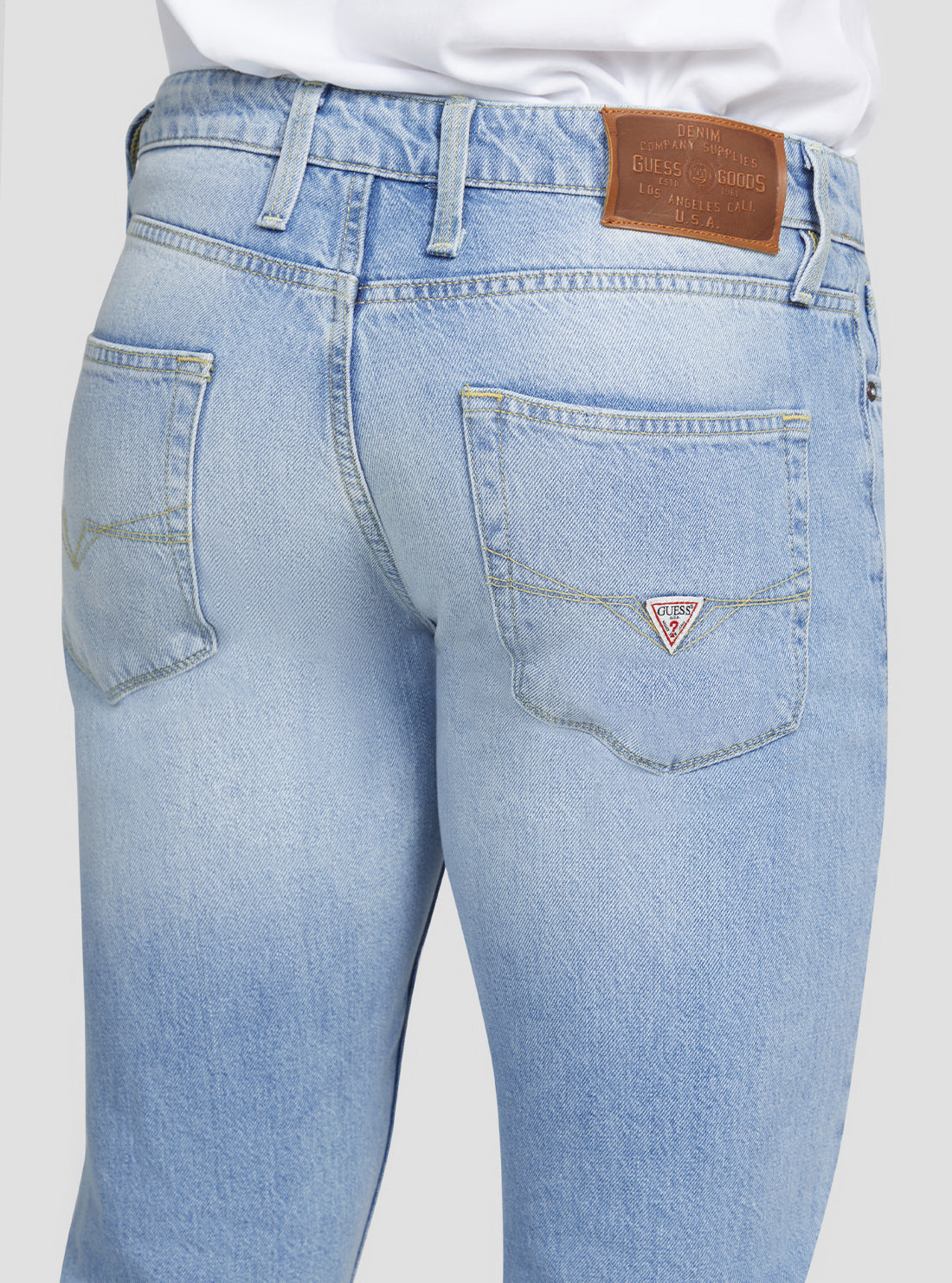 GUESS Men's Eco Low Rise Slim Straight Angels Denim Jeans In The Crew Wash M3RAN2D4T9B Detail View