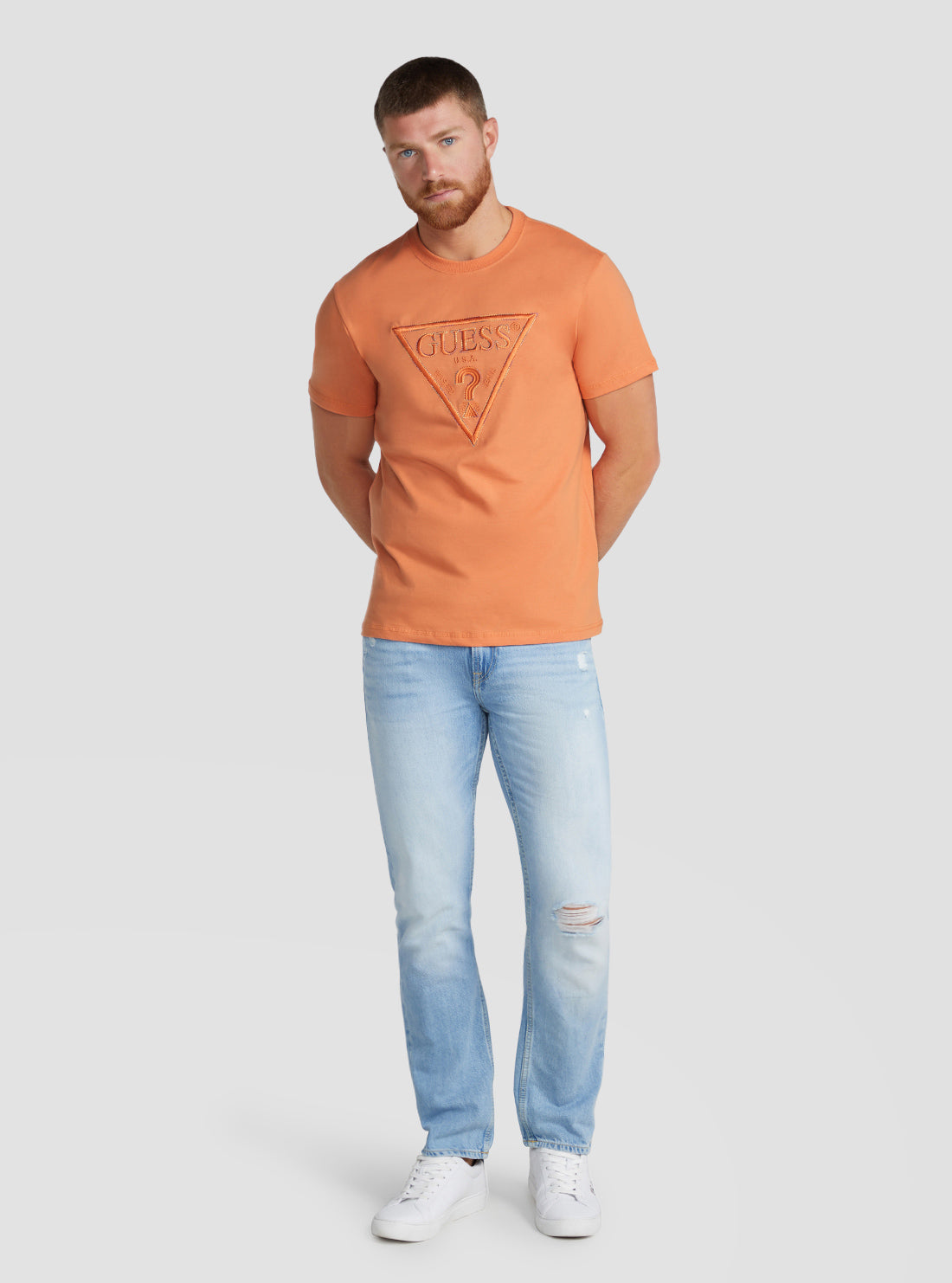 GUESS Men's Eco Melon Moisey Logo Embroidered T-Shirt M3RI15K8FQ4 Full View