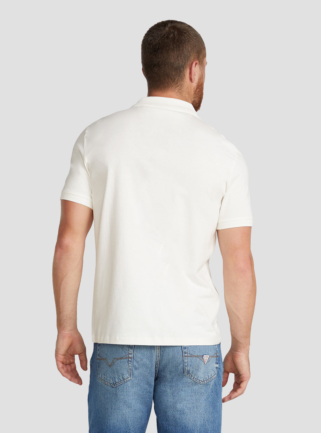GUESS Men's Eco White Finin Polo T-Shirt M3RP14K8FQ4 Back View