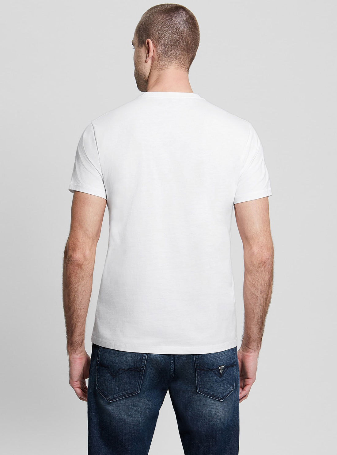GUESS Men's Eco White Moisey Logo Embroidered T-Shirt M3RI15K8FQ4 Back View
