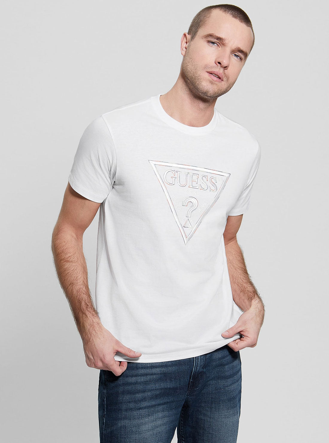 Guess white t top shirt mens