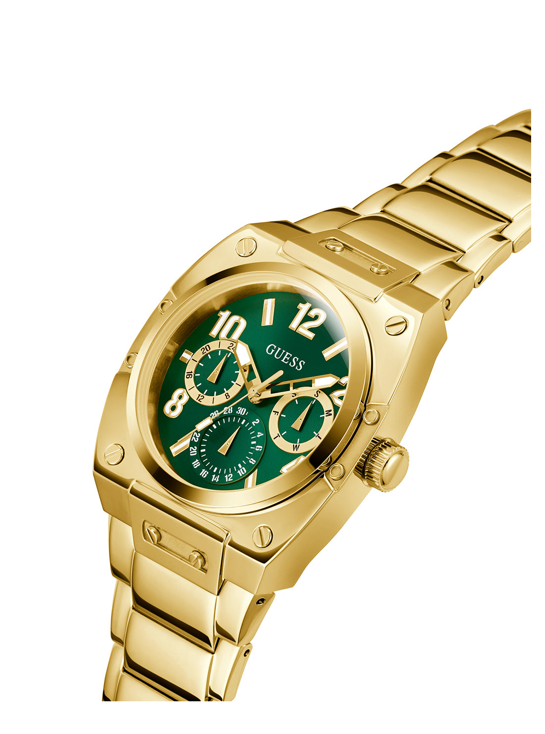 GUESS Men's Gold Green Prodigy Watch GW0624G2 Angle View