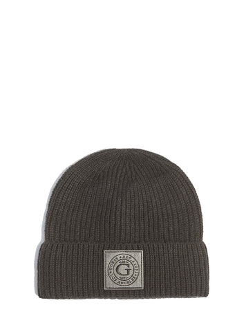 GUESS Men's Grey Hunter Ribbed Logo Beanie M1BZ06Z2W00 Front View