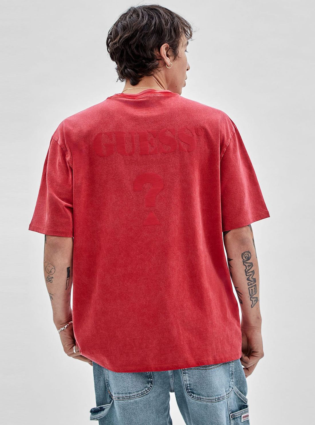 GUESS Men's Guess Originals Red Camp Logo T-Shirt M2RI35K9XF3 Back View