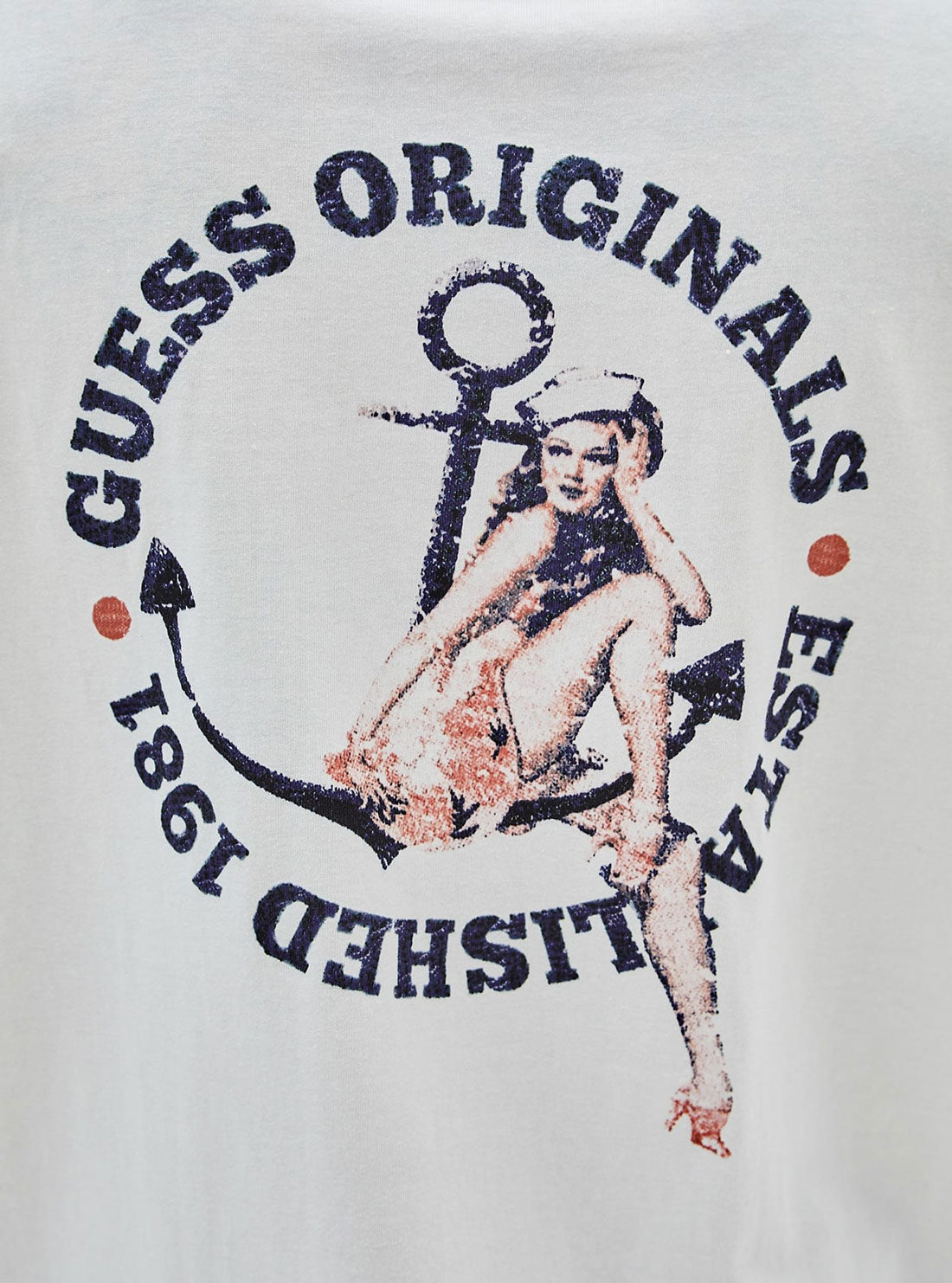 GUESS Men's Guess Originals White Sailor T-Shirt M3GI24K9XF3 Detail View