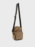 GUESS Men's Latte Logo Keith Camera Bag SB883991 Angle View