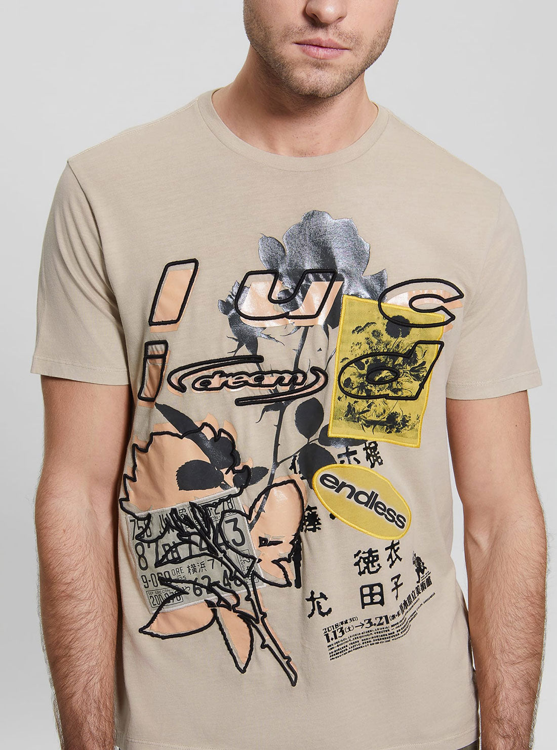 GUESS Men's Pearl Multi Lucid Dreams T-Shirt M3RI50KBDK0 Detail View