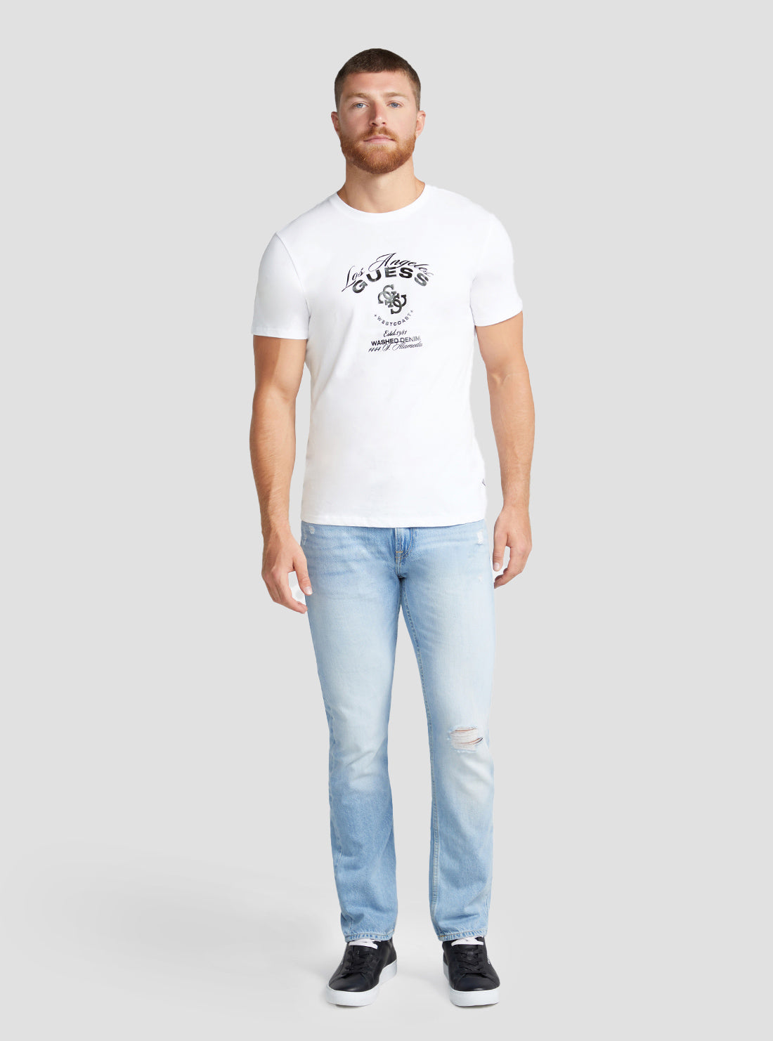 GUESS Men's White Westcoast Logo T-Shirt M3RI69KBDK0 Full View