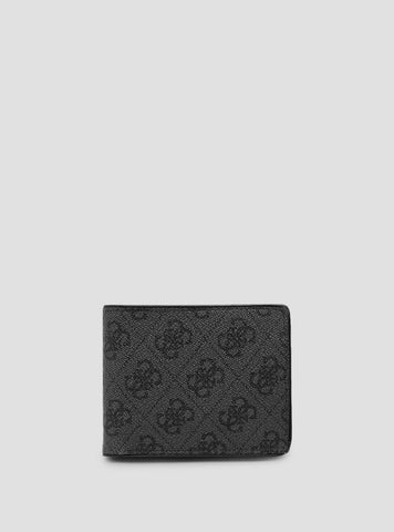 GUESS Mens Wallet Black Quattro G Slimfold Wallet 31GUE13217 Front View