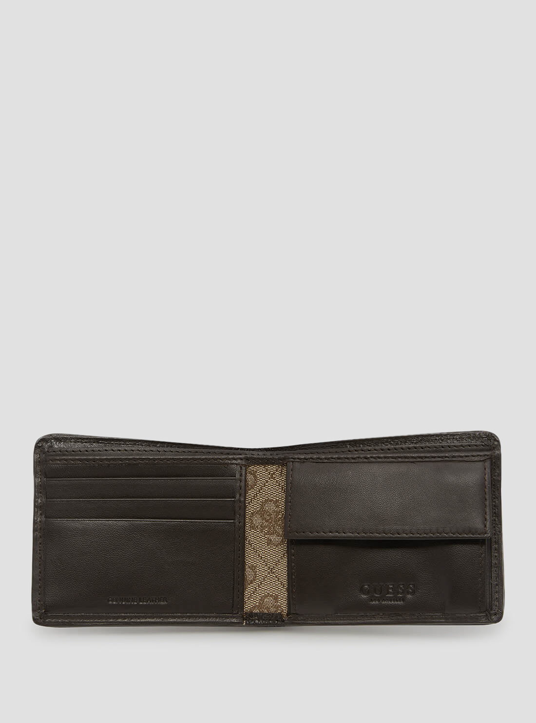 GUESS Mens Wallet Brown Quattro G Slimfold Wallet 31GUE13217 Inside View