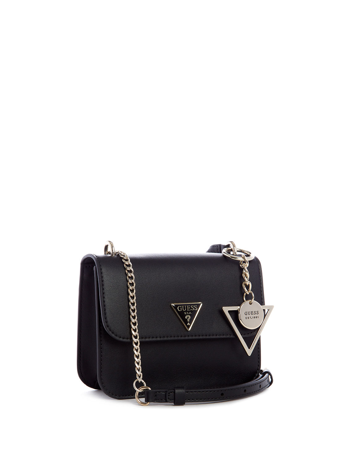 GUESS Women's Black East End Mini Crossbody Bag VG788878 Angle View