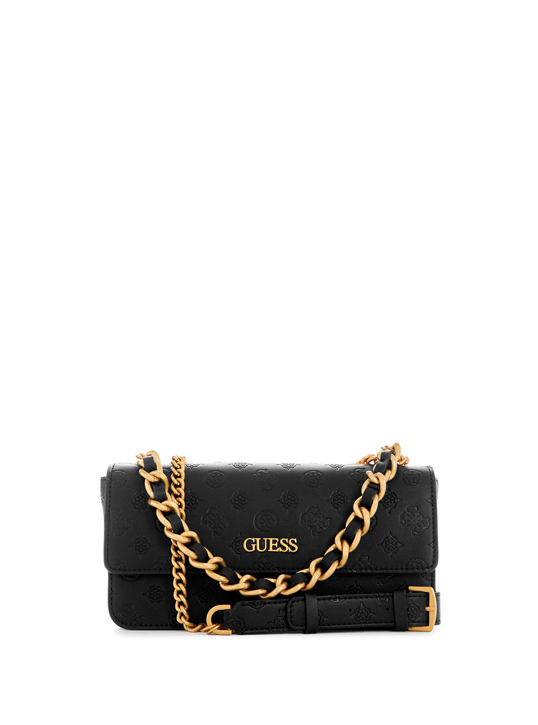 GUESS Women's Black Logo Geva Convertible Crossbody Bag PD895921 Front View