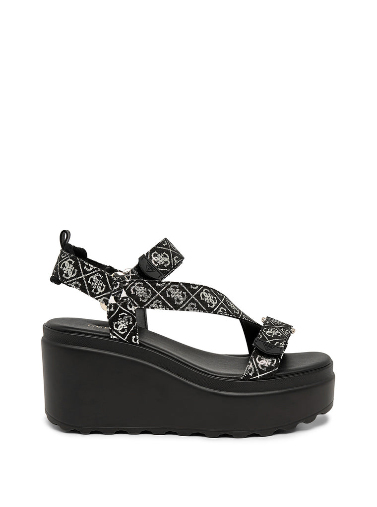 Black Ocilia Logo Wedge Sandal - GUESS