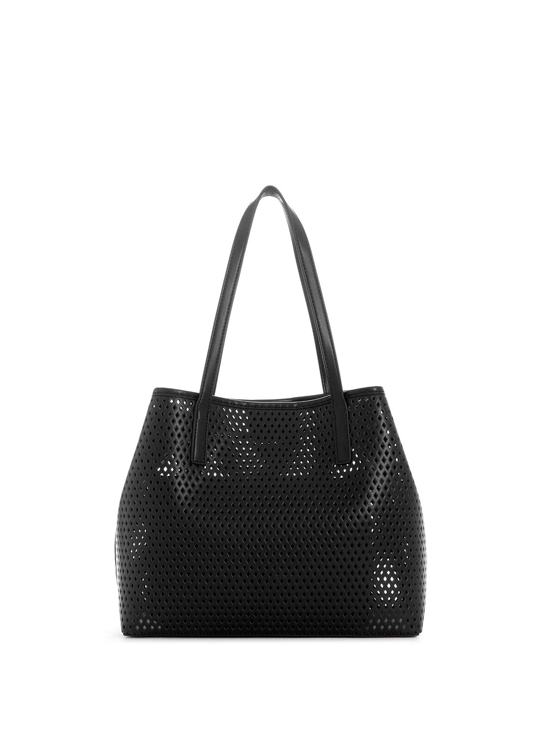 GUESS Women's Black Woven Vikky Tote Bag WP699523 Back View